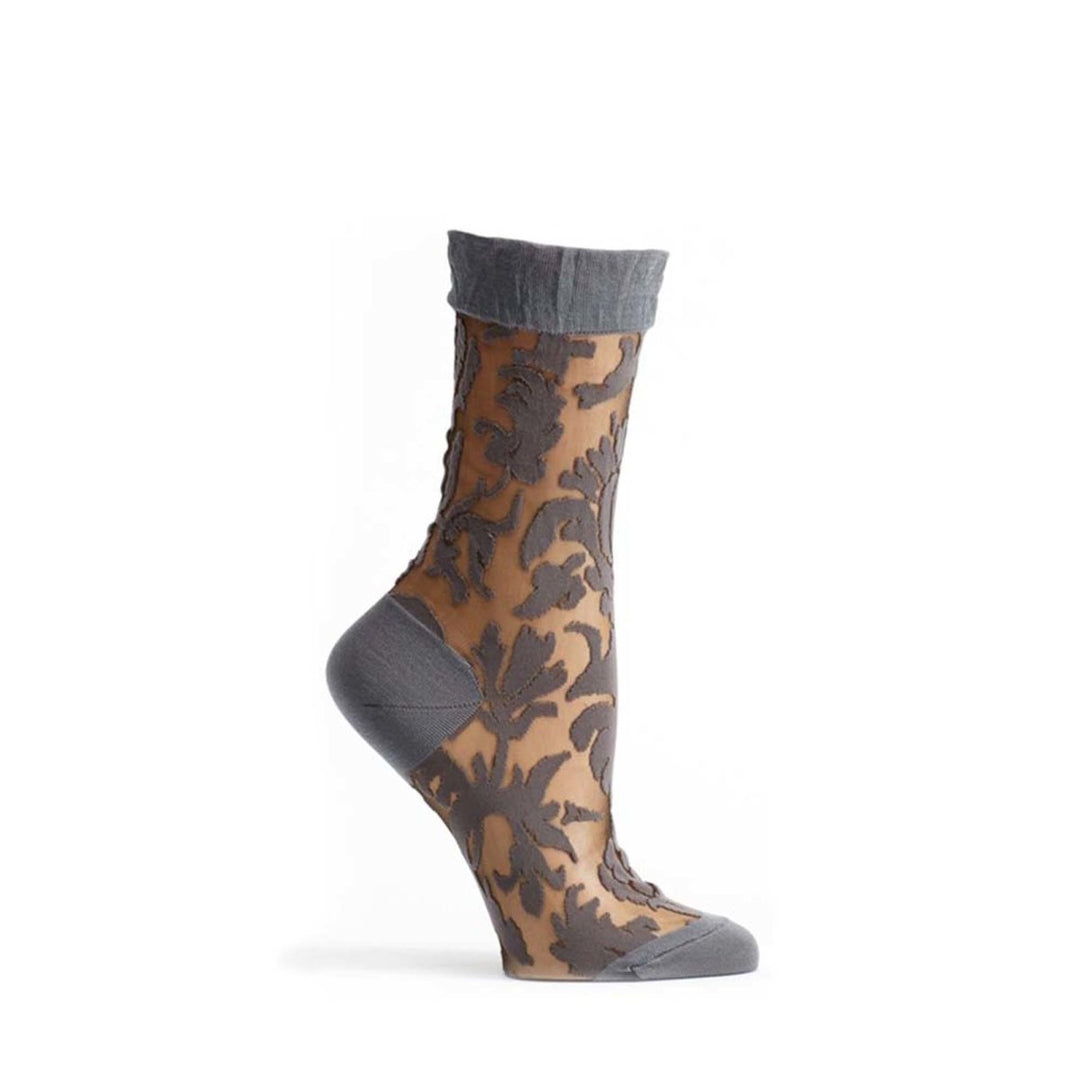 Floral Damask Crew Sock - W1030-19 - Ozone Design Inc